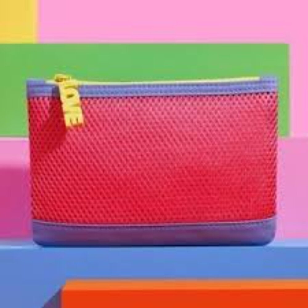 Ipsy Glam Makeup /Storage Clutch Bag, Pink, Purple, Yellow Love Bag NWOT